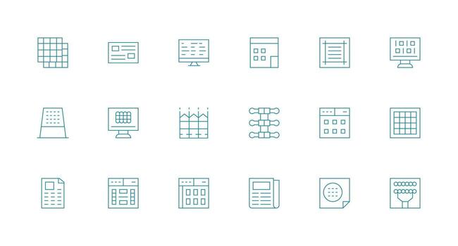 filas icono conjunto con 18 mínimo línea gráficos claro y conciso icono conjunto colección vector