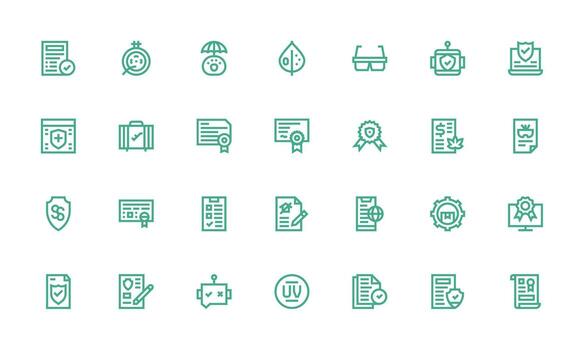 28 Bold Line Vectors for Compliance Theme Simple Icons for Interface and Wireframes