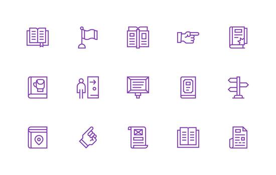 regular línea íconos desde guía conjunto con 15 vectores escalable íconos para todas temas