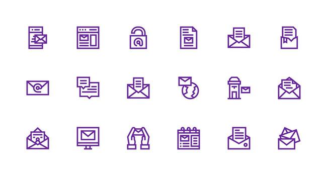 fuerte carrera línea íconos desde correspondencia conjunto con 18 vectores interfaz íconos para diario utilizar
