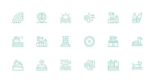 Waves Design Icons featuring 18 in Minimal Line Style Core Icon Collection for Daily Tasks vector