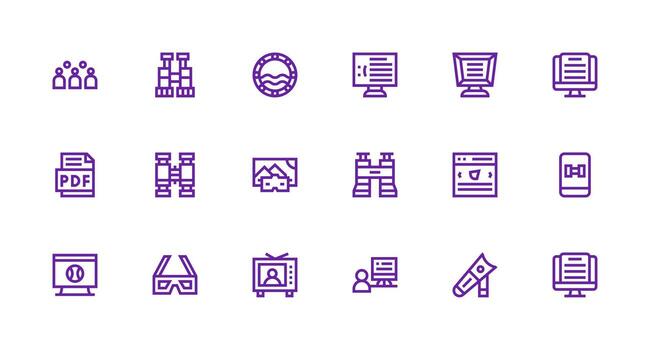 18 Viewing Icons in Strong Stroke Line Aesthetic Clear and Concise Icon Set Collection vector
