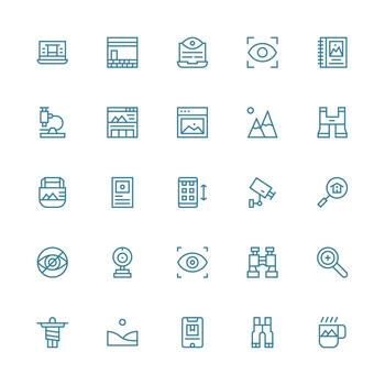 Medium Stroke Outline Style View Icons with 25 Vectors Core Icon Collection for Daily Tasks