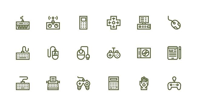 Strong Stroke Line Style Input Device Icons with 18 Vectors Icon Pack for UI