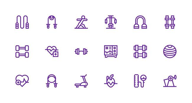 Cardio Icon Set with 18 Strong Stroke Line Graphics Full Icon Library for UI Designers vector
