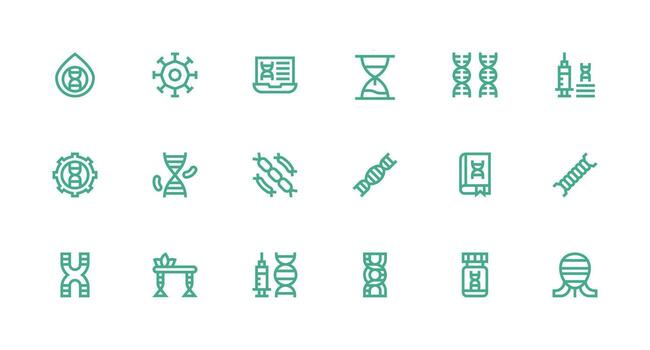 Dna Icon Set with 18 Strong Stroke Line Graphics Dashboard Icon Series vector