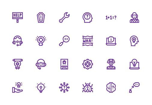 24 íconos para problema resolviendo en grueso línea línea formato compacto icono conjunto vector