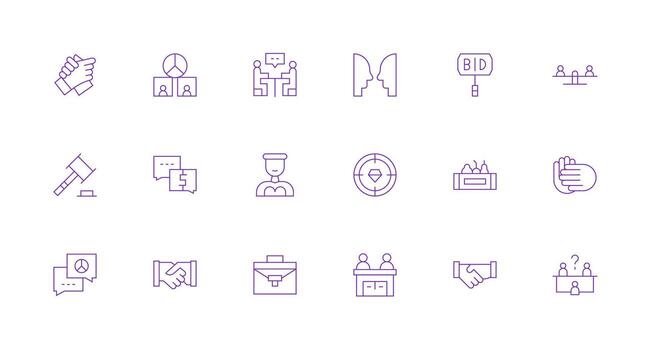Minimal Line Style Negotiation Icons with 18 Vectors Pixel Perfect Icon Set