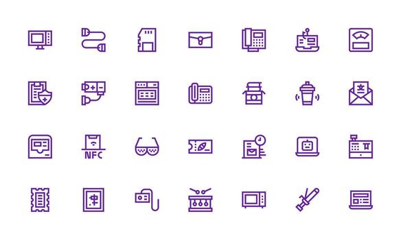 Electronic Set with 28 Bold Line Icons Balanced Icon Set for Functional Design vector