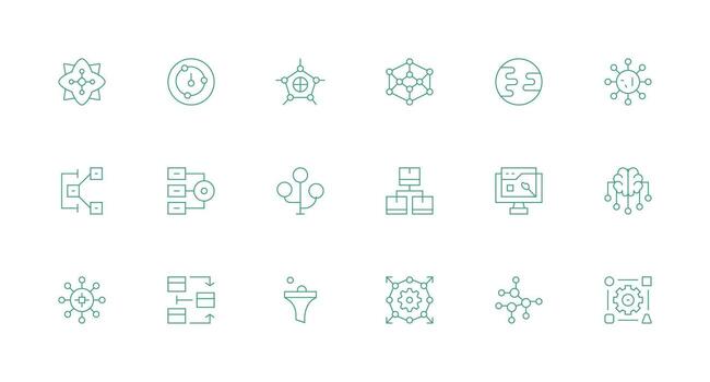 18 Icons for Dataflow in Minimal Line Format Balanced Icon Set for Functional Design vector