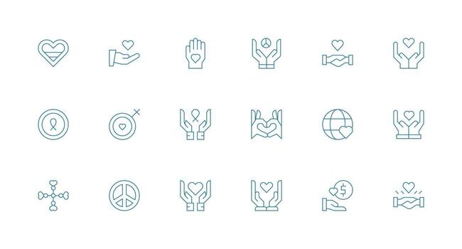 Empathy featuring 18 Icons in Minimal Line Design Complete Icon Set for Mobile Apps vector