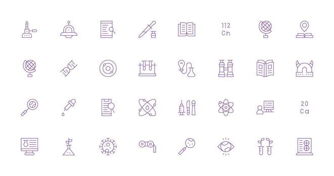 Research Icon Set with 32 Thin Line Graphics Professional Icon Pack for Development Work vector
