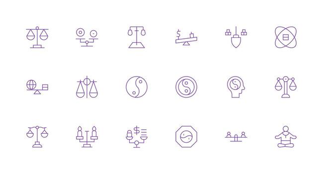 Minimal Line Icons from Equilibrium Set with 18 Vectors Interface Icon Collection for Daily Projects