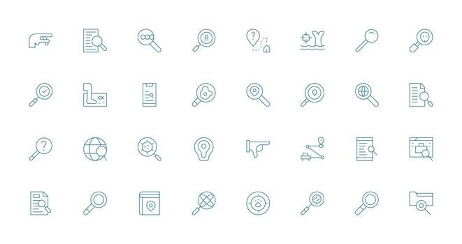 localizar icono colección con 32 Delgado línea diseños agudo íconos para presentaciones vector