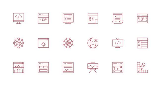 18 Icons for Web Design in Minimal Line Format Reusable Icon Set vector