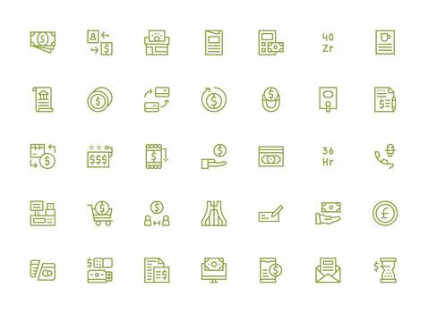 35 Icons for Bill in Regular Clean Line Format Neatly Designed Icons for Web Platforms vector