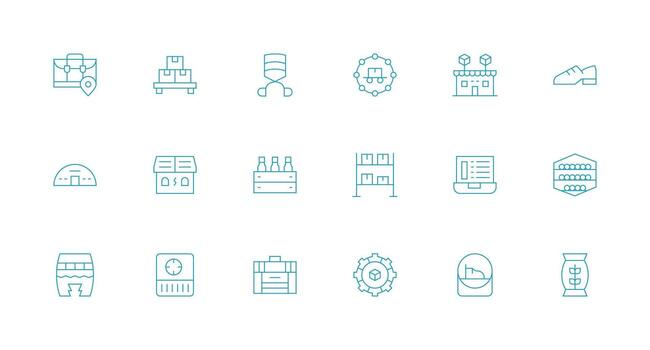 Inventory Set with 18 Minimal Line Icons Sharp Icons for Presentations vector