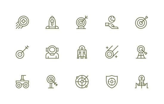 15 Regular Line Vectors for Mission Theme All Device Compatible Icon Set