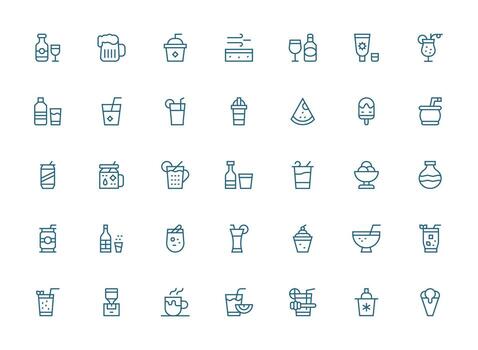 Refreshment Icon Collection with 35 Regular Clean Line Designs Scalable Icon Pack vector
