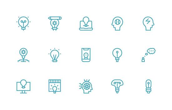 15 Icons for Thinking in Regular Line Format Pixel Perfect Icons for Modern Apps vector