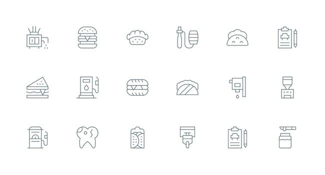 Filling Visual Pack containing 18 Minimal Line Icons Customizable Icon Series for Mobile Screens vector
