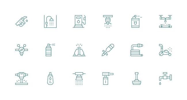 Nozzle Set with 18 Minimal Line Icons Web Icon Collection vector