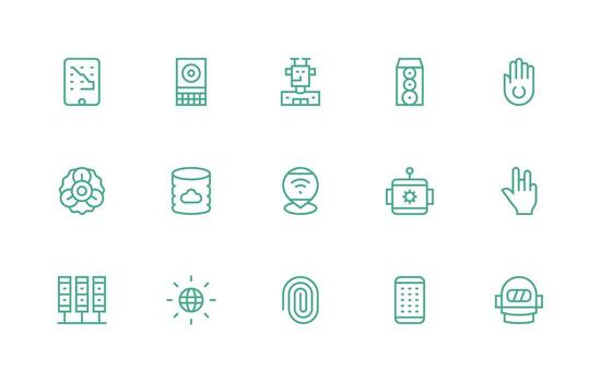 Technology Set with 15 Regular Line Icons Simplified Icon Pack for Visual Tools vector