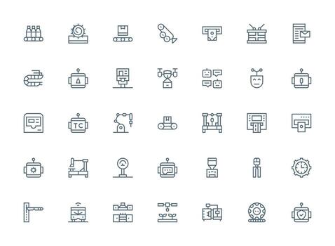 35 regular limpiar línea vectores para automatizado tema icono conjunto para proyectos