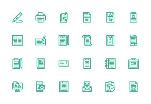 Form Icon Set with 24 Thick Line Line Graphics Essential Icon Set for Teams vector