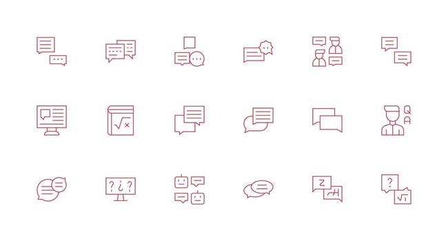 responder icono conjunto con 18 mínimo línea gráficos interfaz icono colección para diario proyectos vector