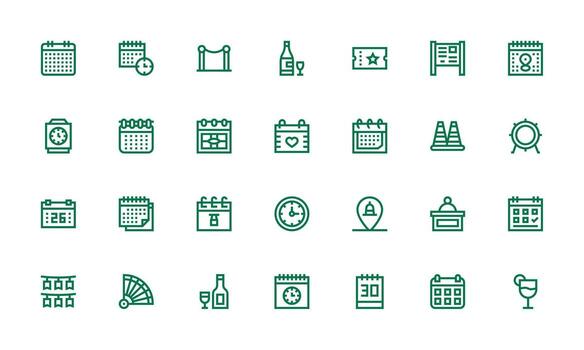 28 Bold Line Vectors for Event Theme Web and App Icon Pack Collection