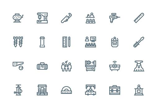 24 taller íconos en grueso línea línea estético mínimo icono conjunto para interfaz proyectos vector