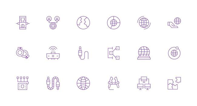 Connection Design Icons featuring 18 in Minimal Line Style Icon Set vector
