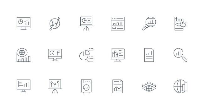 Trends Icon Collection with 18 Minimal Line Designs Fully Editable Icon Set for Web vector