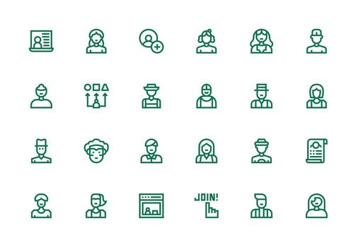 Signup Icon Set with 24 Thick Line Line Graphics Clean Icon Collection for Web Use vector