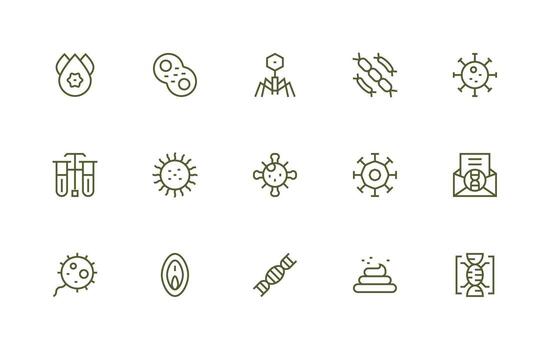 regular línea íconos desde biológico conjunto con 15 vectores completar icono haz para web diseño