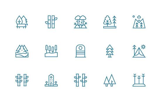 Trees Icon Collection with 15 Regular Line Designs Well-Structured Icons for Creative Use vector