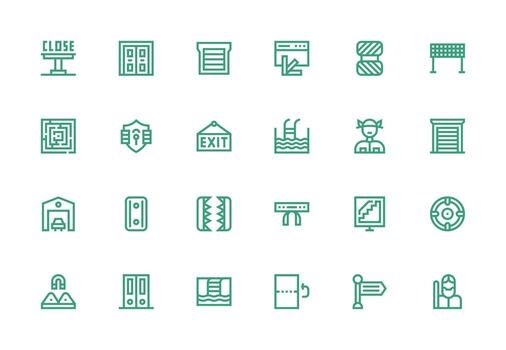 salida visual paquete conteniendo 24 grueso línea línea íconos digital producto íconos para rápido entrega vector