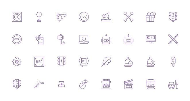 32 Thin Line Style Icons from Stop Collection Interface Icon Collection for Daily Projects vector