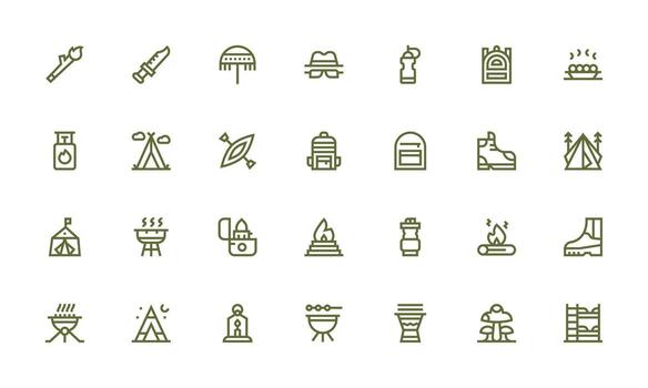 28 Icons for Camping in Bold Line Format Icon Set for Web vector