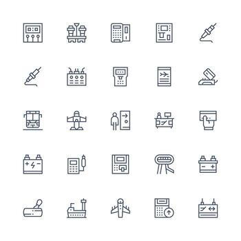 terminal icono conjunto con 25 medio carrera contorno gráficos sensible icono conjunto para flexible diseños vector