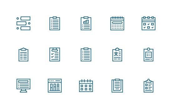 15 regular línea estilo íconos desde Tareas colección agudo íconos para presentaciones vector