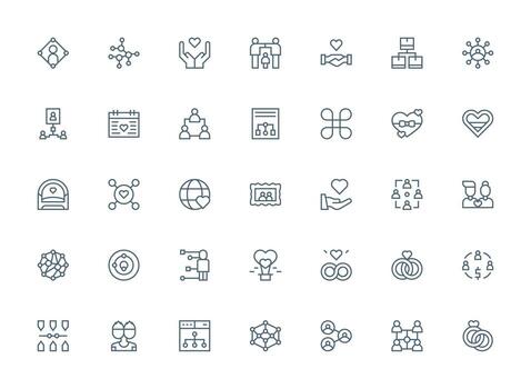 35 Icons for Relationship in Regular Clean Line Format Neatly Designed Icons for Web Platforms vector