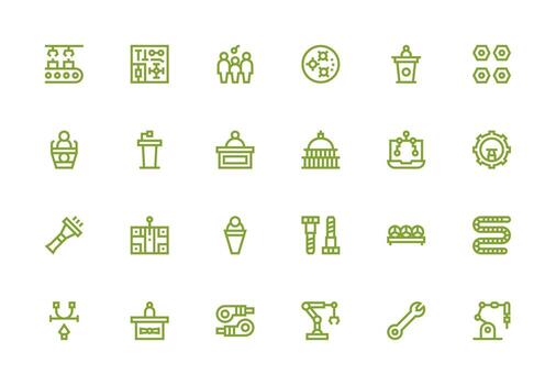Assembly Design Icons featuring 24 in Thick Line Line Style Multi-Purpose Icon Pack for Templates vector