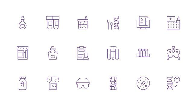 18 mínimo línea estilo íconos desde laboratorio colección alta resolución íconos para ninguna plataforma vector