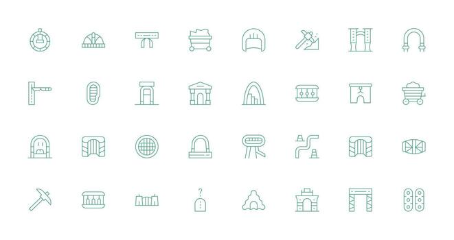 Tunnel Set with 32 Thin Line Icons Simple Icons for Interface and Wireframes vector