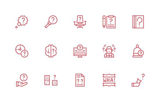 Regular Line Icons from Doubt Set with 15 Vectors Functional Icon Series