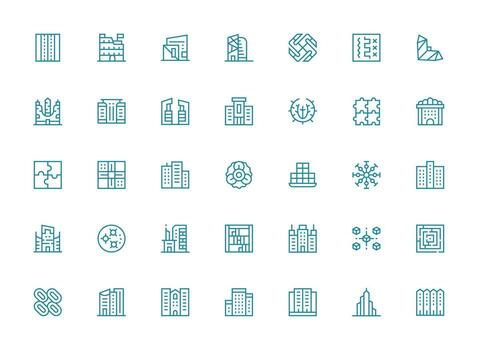complejo presentando 35 íconos en regular limpiar línea diseño sencillo íconos para interfaz y wireframes vector