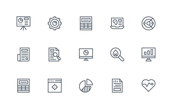 15 Regular Line Vectors for Analysis Theme Icon Set for Apps