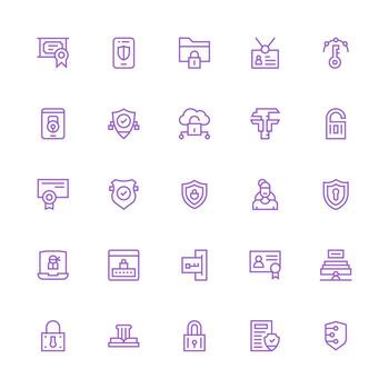 Authentication Design Icons featuring 25 in Medium Stroke Outline Style Clean Icon Set Icon Pack for UI Projects vector